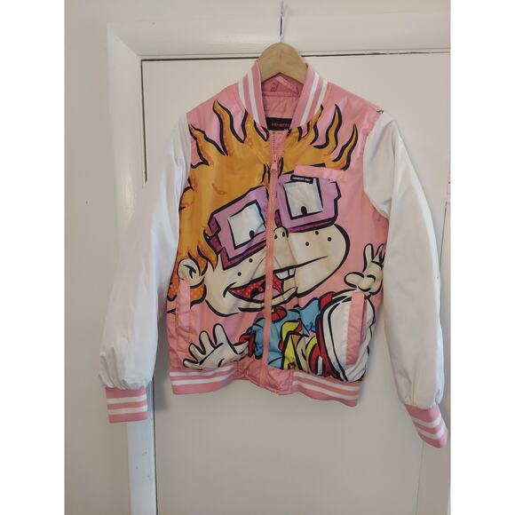 Members Only X Nickelodeon Rugrats Ren & Stimpy Varsity Jacket Womens Sz Small - Picture 1 of 13